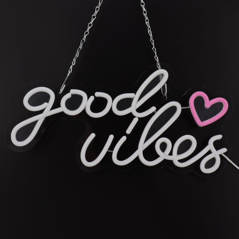 Neon Sign Good Vibes LED Light Acrylic USB Powered Wall