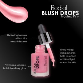 Rodial Blush Drops Frosted Pink 15ml - Moisturising Face Blush, Long Lasting Finish, Naturally Radiant, Dewy Skin Glow, Liquid Pink Blush