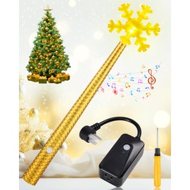 FRAMICS Wireless Remote Control Outlet, Magic Wand Christmas Tree Light, Christmas Tree Remote Control with Music, Remote Light Switch for Christmas Tree Wand Snowflake, for Kids, Gold