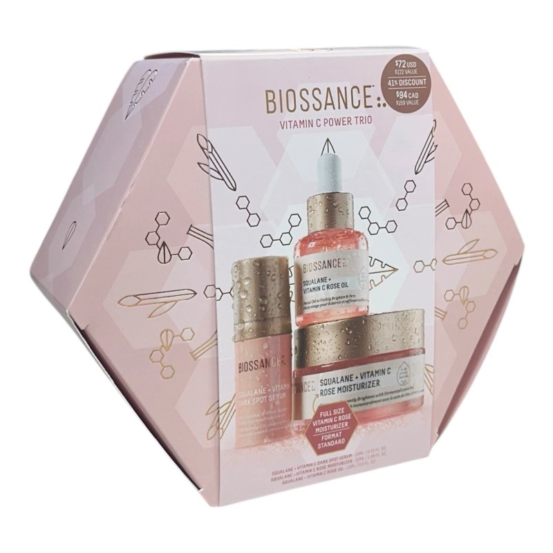 BIOSSANCE Vitamin C Set SQUALANE Moisturizer + Rose Oil +Dark