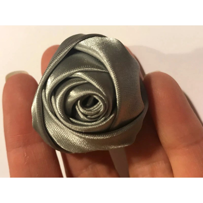Unbranded Rose Shaped Lapel Stud Pin - Silver Gray Silky