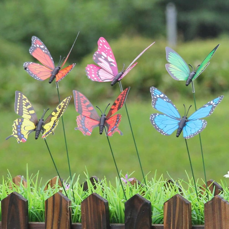 Alipis Butterfly Stakes Colourful Garden Butterflies On Sticks 3D Double