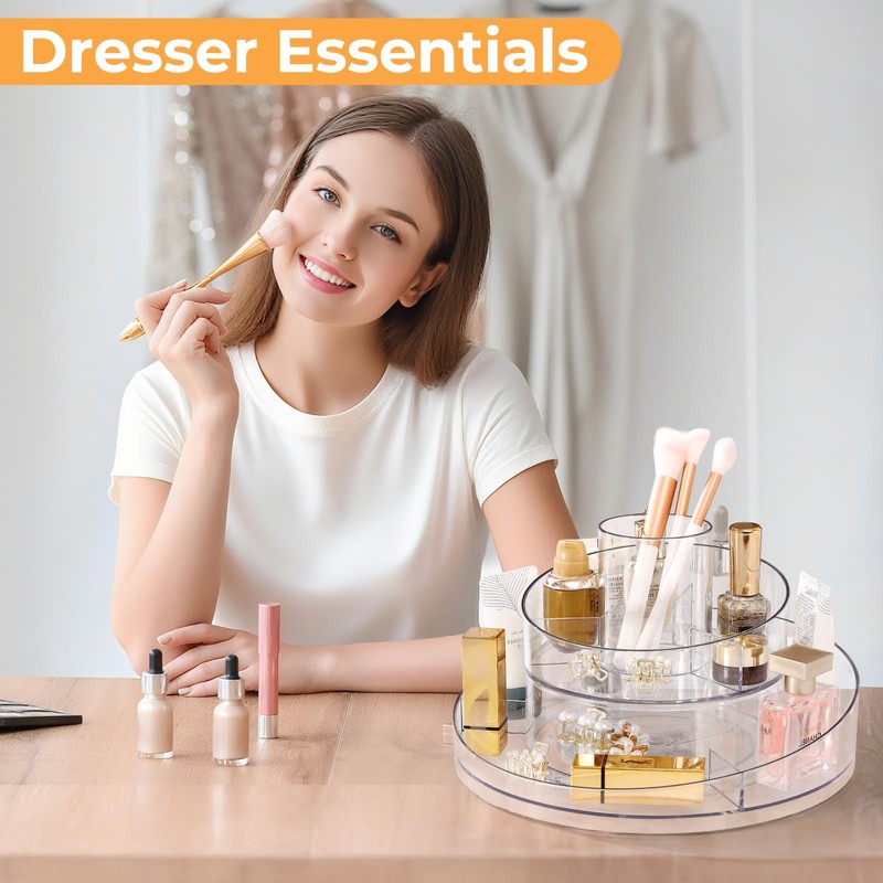 Molutsody 360° Rotating Makeup Organizer - Cosmetic Skincare Organizers wish