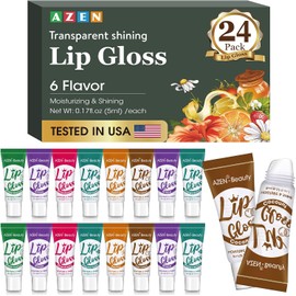AZEN- Juego de 24 brillos de labios, brillo de labios transparente a granel, aceite de labios para labios secos y agrietados, hidratante Nou