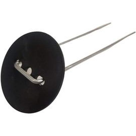 Farm Plastic Supply - Ground Staple Cap and Stake for Moisture Barriers, Poly Sheeting, Ground/Weed Cover, Staple Cap, (Black) (50 Count)