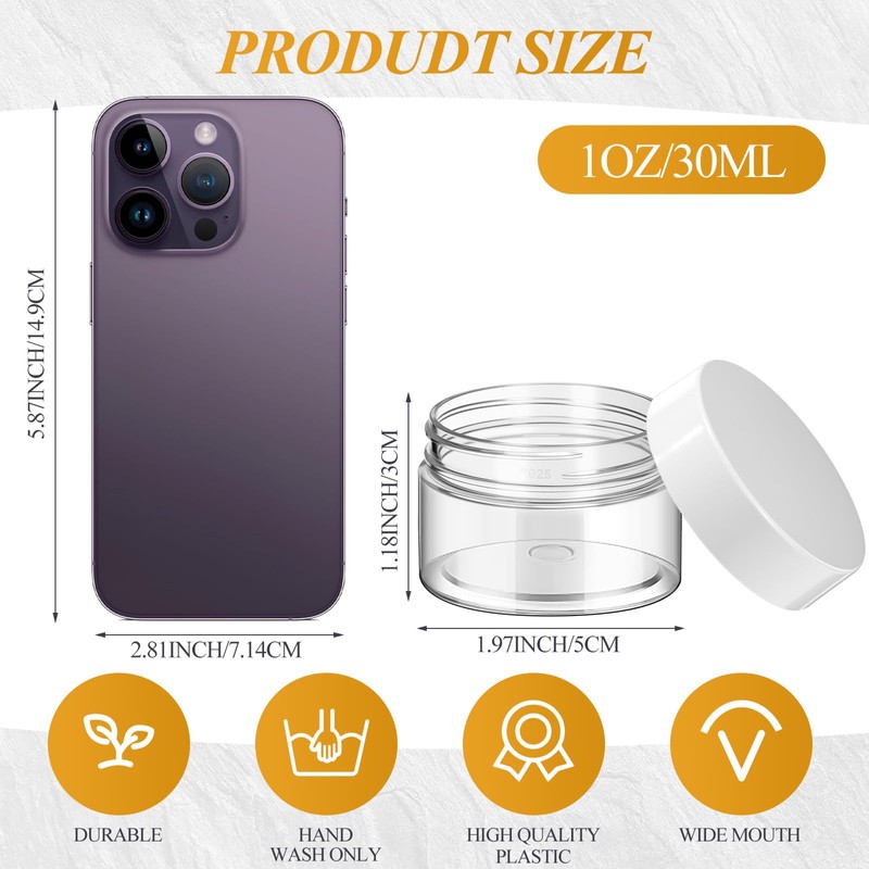 Patelai 60 Pcs 1 OZ Plastic Container Jars with Lids