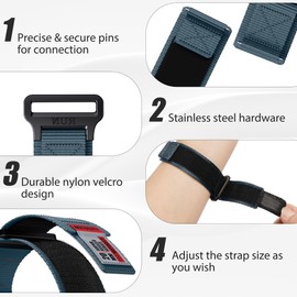 NotoCity Compatible with Galaxy Watch 6 Band Galaxy Watch 5 Watch 4, Classic 6 43mm 47mm/ Watch 5 Pro 45mm/ Watch 4 Classic 42mm 46mm, 20mm Rugged Nylon Loop Replacement Strap (Large, Blue)