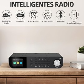 DAB Radio, LFF Kitchen Radio, DAB Digital Radio, DAB+ Radio Substructure, Portable Kitchen Radio Wired, Radio with Colour Display Bluetooth