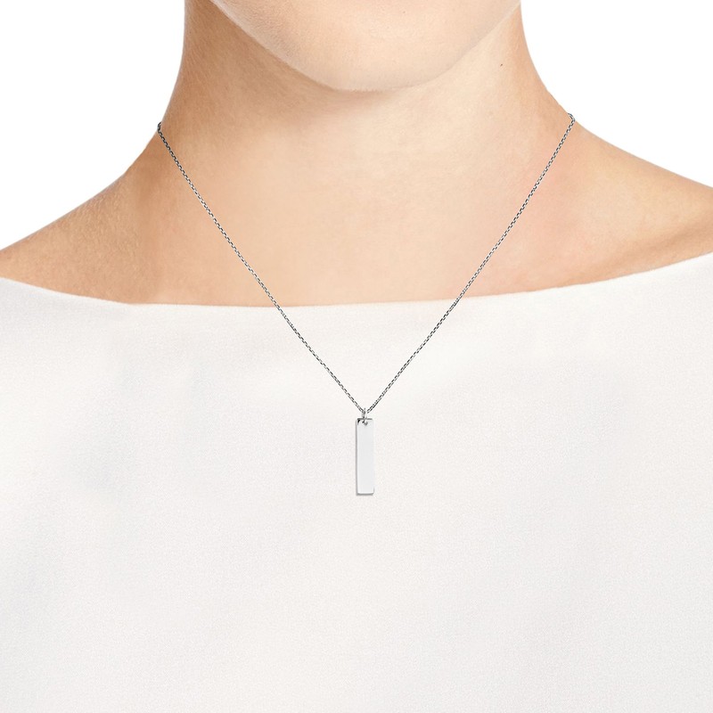 AeraVida Simple Long Rectangle Bar Tag .925 Silver Engravable Pendant