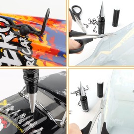 GDOOL RC Body Reamer 0-14mm Hole Puncher with Sleeve & Curved & Straight Scissors & 8 Pieces Body Clips Set Cars Body Mounting for RC Vehicle Truck Plastic Body Shell Cover Hobby Repair Tools (Black)