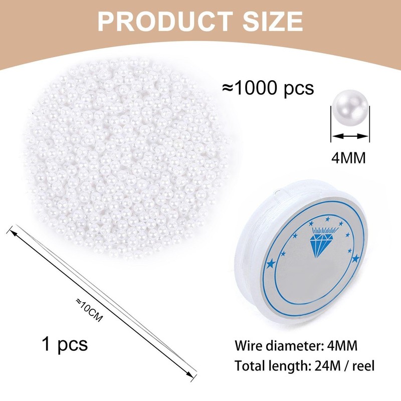 QFEHTHSK 1000 Perforated Beads, 1 Roll of Needle Thread, 1