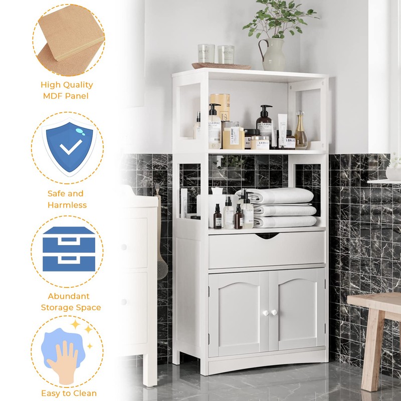 DICTAC Kitchen Pantry Storage Cabinets with Shelves,Drawer and Doors,Microwave Cart