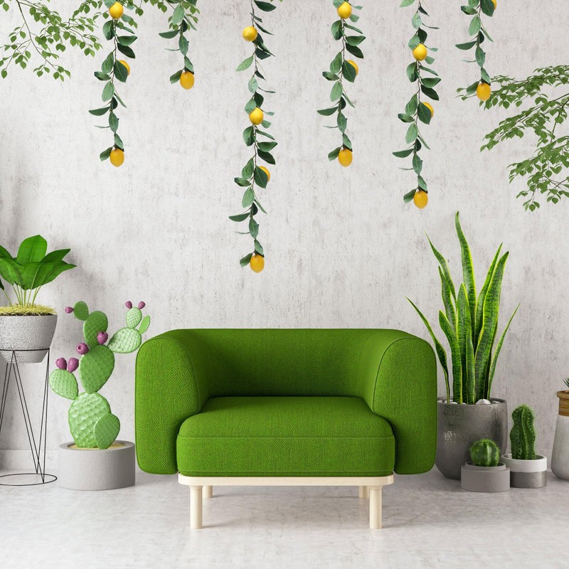 Zerodeko 1pc Simulation Lemon Rattan Summer Decor Lemon Hanging Rattan