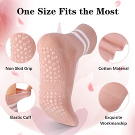 Halinuia Non-Slip Yoga Socks for Women - 4 Pairs Stopper Socks Yoga Socks Perfect Yoga Accessories with ABS Grip Adult House Socks Women for Pilates and Yoga, Multi-coloured.