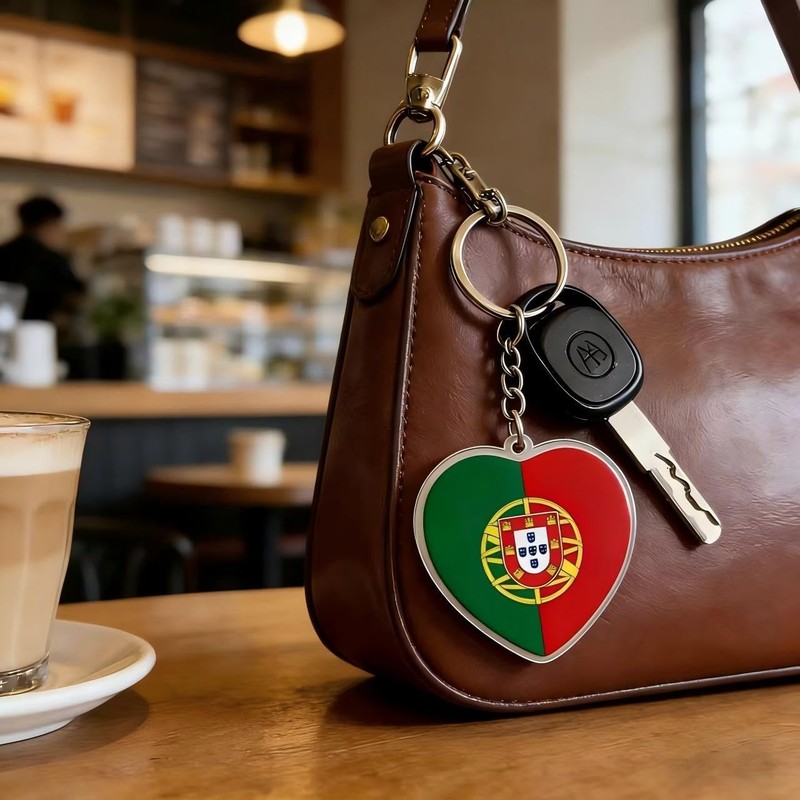 JAVD Paquete de 2 llaveros con bandera de Portugal, Portugal,