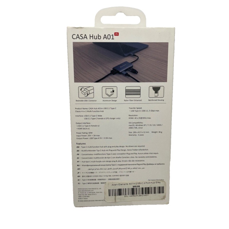 ADAM ELEMENTS CASA Hub A01m USB 3.1 Type-C Classic 4-in-1