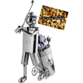 BRUBAKER Flaschenhalter Golfspieler beim Abschlag Metall Skulptur Geschenk mit Geschenkkarte