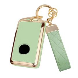 FT FUNTOR for Mazda Key Fob Cover,Compatible with Mazda 3/6/3 Hatchback/CX-5/CX-6/CX-9/CX30/CX-50/CX-70/CX-90,4 Buttons TPU Key Cover with Golden Edge (A-Green)