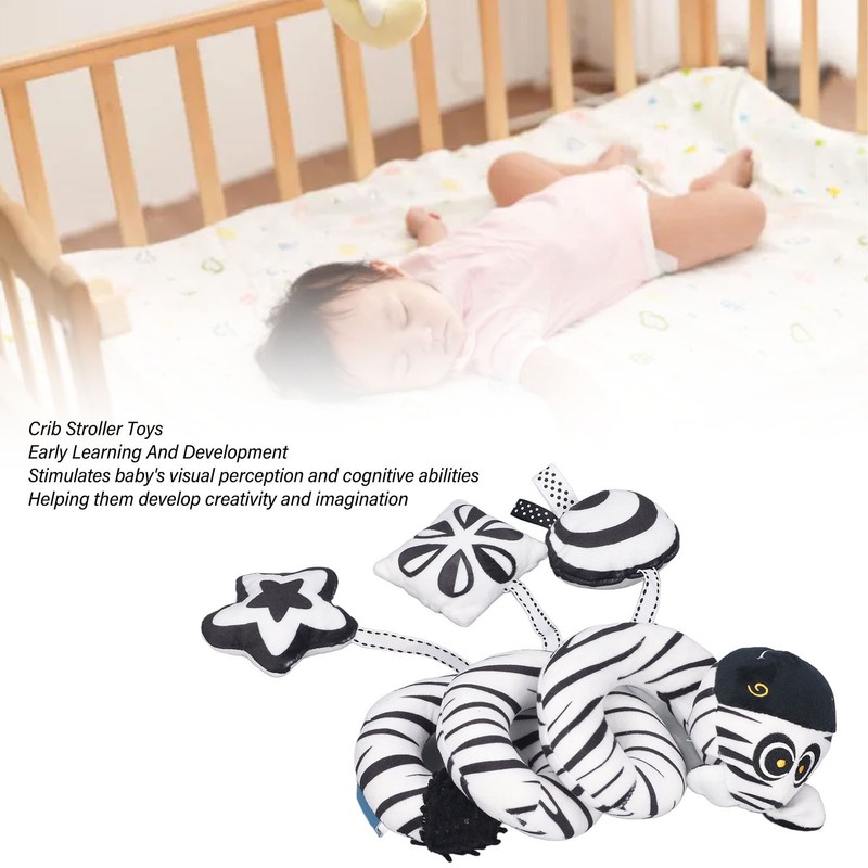 Baby Plush Animal Stroller Toys Black and White Spiral Activity