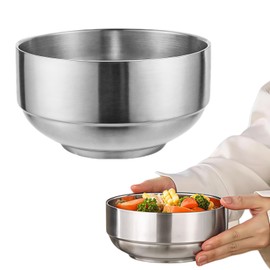kasanidika Titanium Rice Bowl, Titanium Tableware, Rice Bowl, Soup Bowl, 4.9 inches (12.5 cm), Stainless Steel, Double Layer, Heat Resistant, Unbreakable, Rustproof, Lightweight, Stylish, For Kids