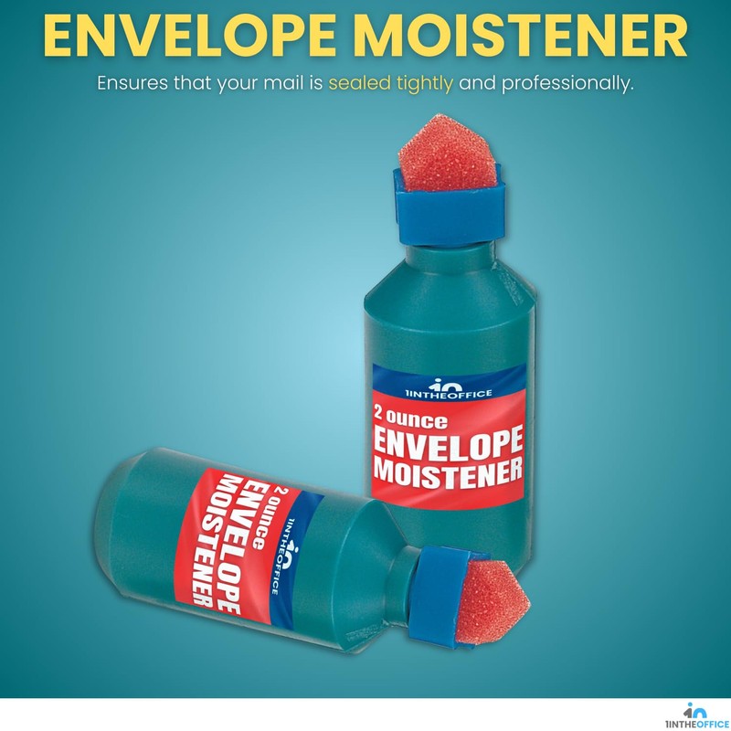 1InTheOffice Envelope Moistener, Envelope Sealer Bottle Wedge Sponge, Tipped Squeeze