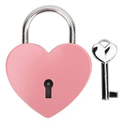 Padlock, Metal Heart Shaped Lock with Key, Metal Lock for Luggage Diary Book Jewelry Box(Pink)