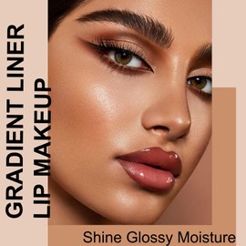 Butter Lip Gloss Lip Liner Set,Dark Brown Combo Lip Liner Moisturizing High Shine Glossy Lightweight Lip Glaze Create A Gradient Plumping Lip Makeup for Women