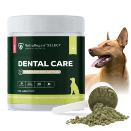 Nutraregen Select Senior Dog Dental Powder 30 Servings | Beef Flavored Dog Breath Freshener for Oral & Gum Health | Pet Dental Powder Helps Manage Plaque & Tartar Buildup and Chewing Issues | 4.6 Oz