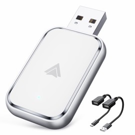 Android Auto Wireless Adapter, Convert Wired to Wireless, Mini Size with Extension USB-C/Type-C, Stable Control & No Delay, Supports Car Original Control, White