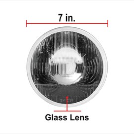Parts N Go 7 in Round Headlights Pair Replacement Conversion Headlight Glass Halogen Bulbs Kit H4 - H6024, H6017