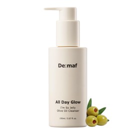 De:maf All Day Glow I'm So Jelly Olive Oil Cleanser, 75% Olive Oil, Jelly-like Makeup Remover for Pore Cleanse, Suitable for Sensitive Skin, Korean Skincare (150ml, 5.07, Fl Oz)