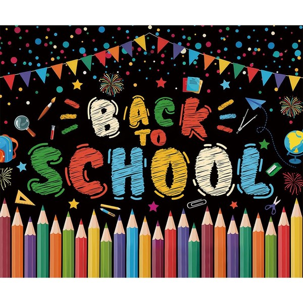 10x8ft Back to School Backdrop, Chalk Drawing and Blackboard Backdrop,