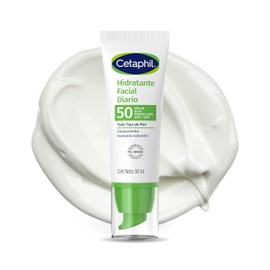 Cetaphil Hidratante Facial FPS50, Hidratacin por 8 Horas con Glicerina, Vitamina B3 y Pro-Vitamina B5, Proteccin Solar UVAUVB, Para Piel Sensible,... 
