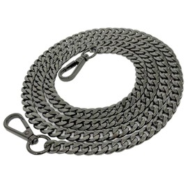 Model Worker Correa de cadena plana de hierro para colgar en el bolso, correas de cadena para el hombro, correas de repuesto con hebillas de metal (63 pulgadas, color negro pistola)