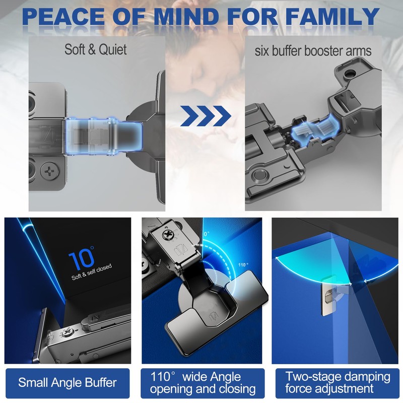 ATYLYF Cabinet Hinges 2 Pack Frameless Inset Soft Close Concealed