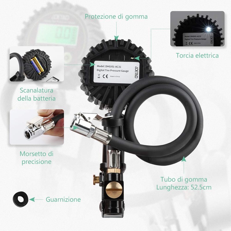 LOETAD Tyre Inflator Digital Tyre Pressure Gauge 200 PSI High
