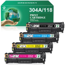 GREENSKY Remanufactured Toner Cartridge Replacement for HP 304A for Canon 118 for CP2025DN CM2320N CM2320NF CM2320FXI MFP MF8580CDW MF8350CDN MF8380CDW MF726CDW LBP7660CDN LBP7200CDN Printer (4 Pack)