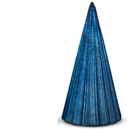 The Bridge Collection Navy Blue Glass Christmas Trees, Set of 2 - Elegant Holiday Decor - Blue Christmas Decorations