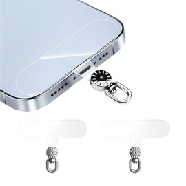 KEESOO 360 Degree Rotatable Clear Transparent TPU & Colorful Premium Nylon Cloth Mobile Phone Tether Tabs - Compatible with Lanyards and Mobile Phone Accessories, 2-Pack(TPU-Transparent)