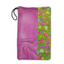 Gilbin Mesh Printed Sock Bag with Zipper For Sleep Away Camp Size: 19 x 12
