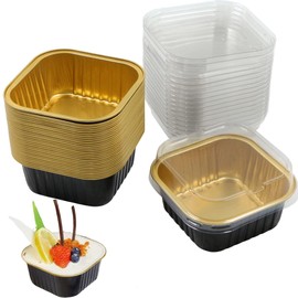 Souffle Moulds Baking Cups Made of Aluminium Foil - Cupcake Moulds Muffin Cases Paper Aluminium Foil Muffins Cupcake Bowl for Oven Safe Pie Mould Souffle Moulds Pack of 30