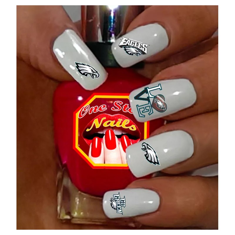 One Stop Nails Philadelphia Eagles Clear Vinyl PEEL and STICK