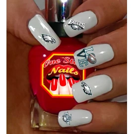 One Stop Nails Philadelphia Eagles Clear Vinyl PEEL and STICK (NOT Waterslide) nail decals
