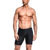 Aquarti Jammer Men's Long Swimming Trunks with Contrast Piping, black/blue