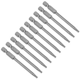 sourcing map 10pcs 75mm Long 1/4" Hex Shank T15 Magnetic Torx Head Screwdriver Bits S2 High Alloy Steel