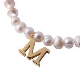 LuckyLy Pulseras Mujer de Perlas con Iniciales Letras, Brazalete con Dije de Acero Inoxidable con Baño de Oro 18k – Joyería y Accesorios ideales como Regalos para Mujer Originales Navidad, Regalos para Mamá, Modelo Galia