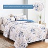 Blue Quilt Set King,3 Pieces Reversible Elegant Blue Botanical Leaves