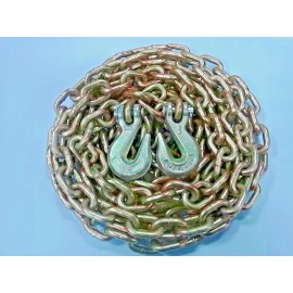 Arden, sourced (2) 3/8"x 16' Grade 70 Transport Chains - High Quality-with Grade 70 Grab hooks.