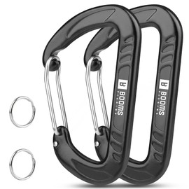Booms Fishing CC10 Lightweight Load Capacity 26.5 lbs (12 KN (1200 kg) Carabiner Large D-Ring Black For Camping Outdoor Use