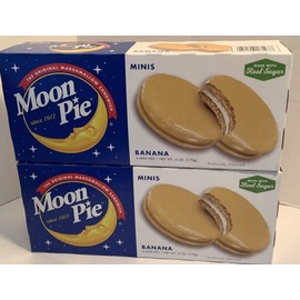 Moon Pie Mini Banana Marshmallow Sandwich . 2 pack. (2 Boxes Of 6 Pies Each) . Total 12 Minis Pies